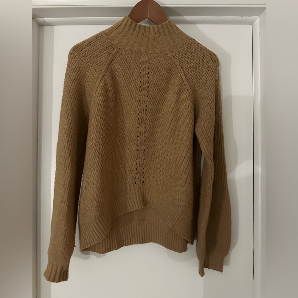 Camel Colored High-neck Sweater